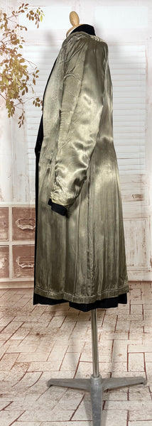 Classic Double Breasted Black 1940s Coat With Cinched Belt Back