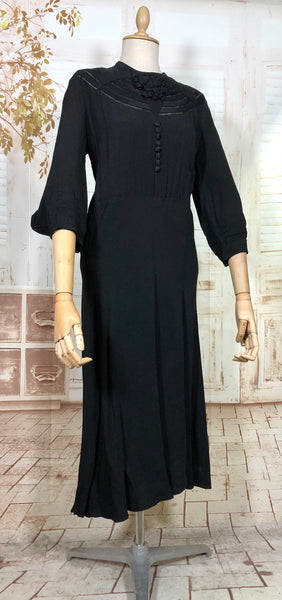 Incredible Avant Garde 1930s Black Evening Dress With Statement Sleeves