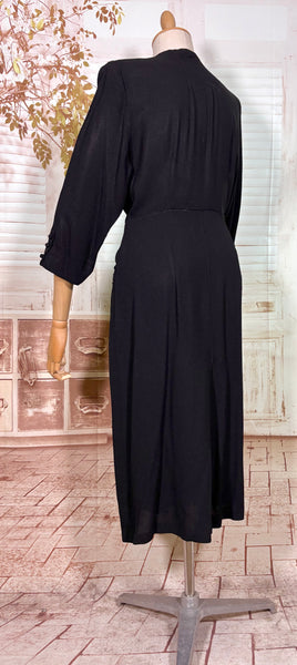 Exquisite Black Beaded 1940s Cocktail Dress