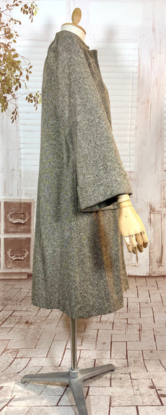 1940s Atomic Fleck Tweed Coat – Strong Shouldered Flecked Tweed Swing Coat