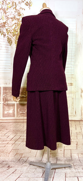 Magical 1940s Plum Purple Textured Suit With Spiderweb Buttons