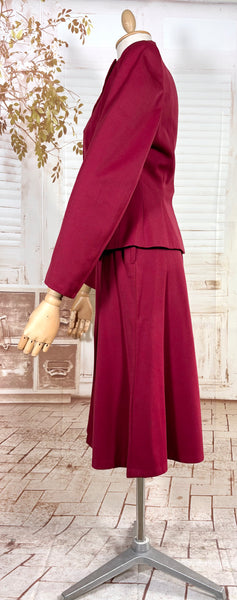 Fabulous Burgundy Red Double Breasted 1940s Skirt Suit