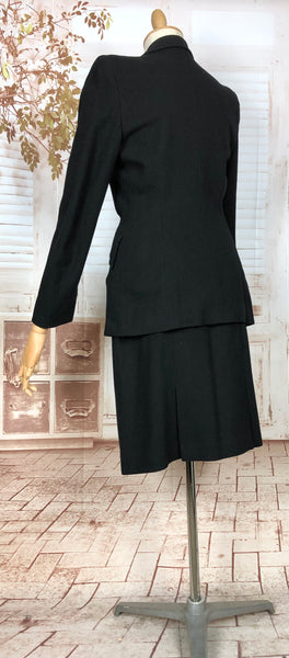 Stunning Original 1940s Vintage Black CC41 Utility Label Skirt Suit