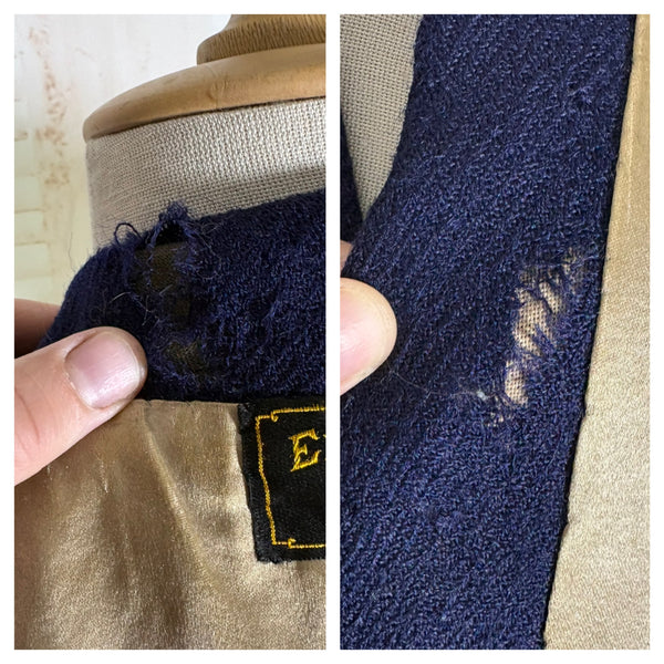 Rare Edwardian / 1910s Navy Blue Riding Coat With Asymmetric Closure