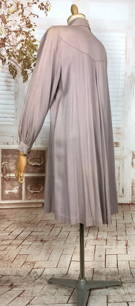 Exceptional Pale Lilac 1940s Belt Through Gabardine Swing Coat