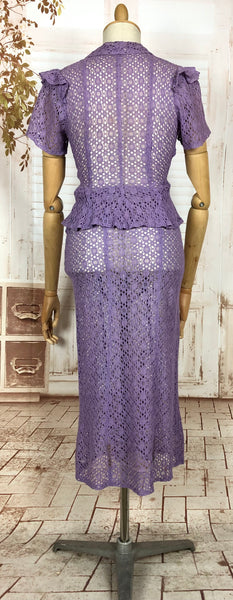 LAYAWAY PAYMENT 2 OF 2 - RESERVED FOR AISHA - PLEASE DO NOT PURCHASE - Exceptional Original 1930s Vintage Lilac Lace Peplum Suit