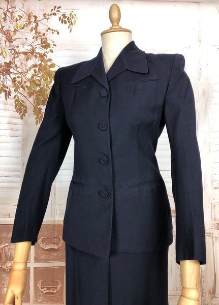RESERVED FOR AUGGIE - Classic Navy Blue 1940s Suit With Dagger Collar