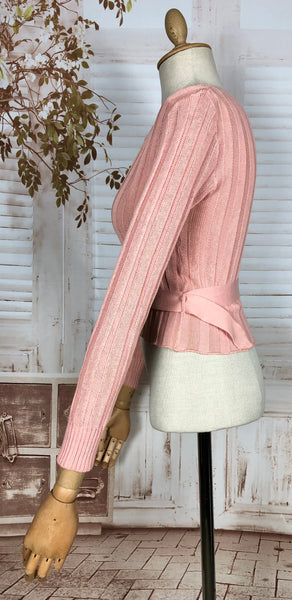 Incredible Original Early 1930s Pale Pink Belted Knit Sweater