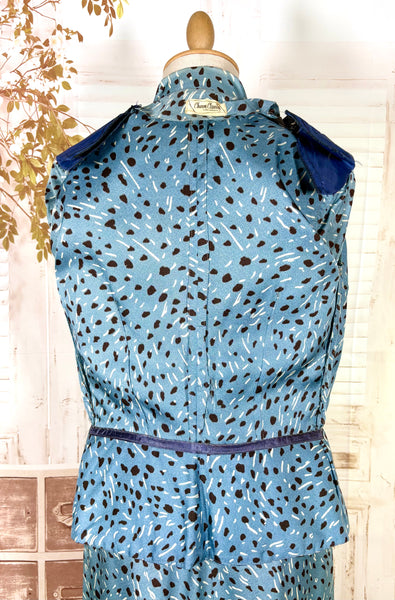 Late 1940s / Early 1950s Blue Print Dress Suit