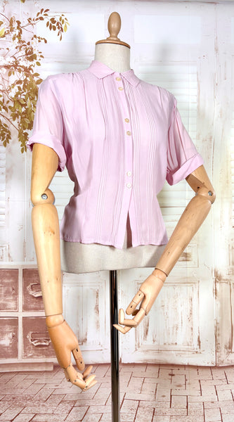 Lilac 1940s Pin Tuck Blouse By Bourne & Hollingsworth