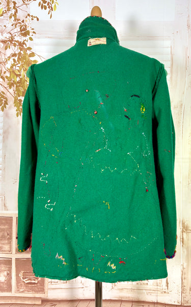 Amazing 1940s Green Mexican Tourist Jacket