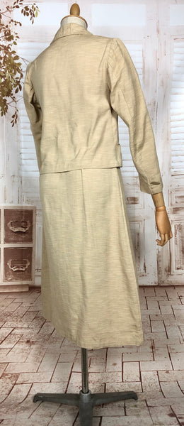 Rare Original 1930s Vintage Asymmetric Cream Rayon Faille Skirt Suit