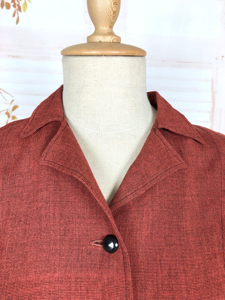 Incredible Original 1940s Vintage Rust Red Bustle Back Skirt Suit