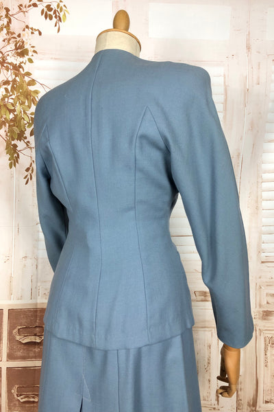 Stunning Periwinkle Blue 1940s Suit With Rouleau Waist Tie