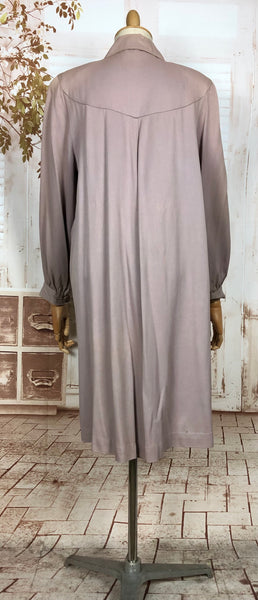 Exceptional Pale Lilac 1940s Belt Through Gabardine Swing Coat