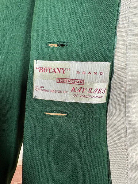 Incredible Emerald Green Bustle Back 1940s Blazer By Botany