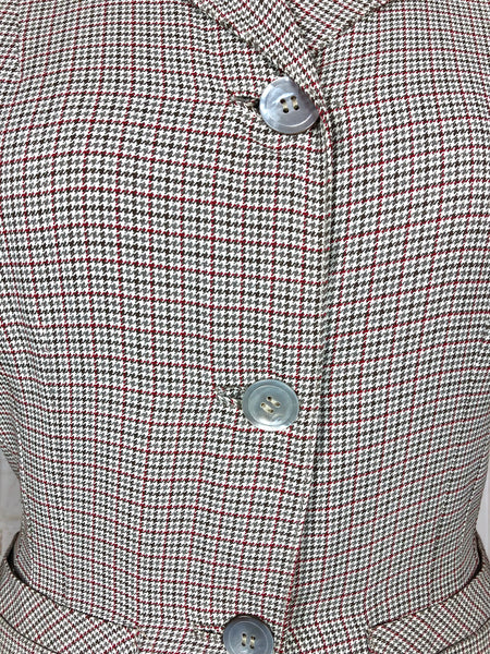 Beautiful Original Late 1940s / Early 1950s Micro Check Houndstooth Suit Life Savers By Kirkland Hall