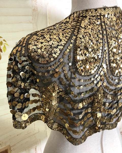 Exceptional 1930s Gold Sequin Eveningwear Capelet