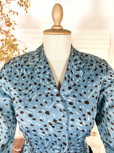 Late 1940s / Early 1950s Blue Print Dress Suit