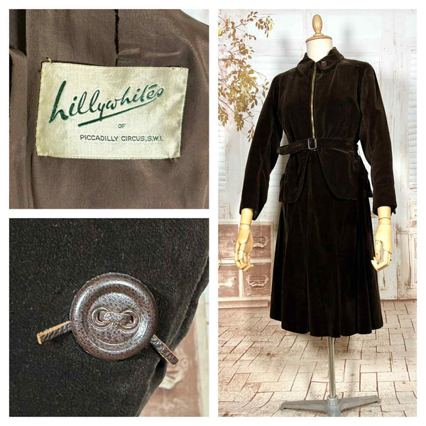 Unusual Chocolate Brown Velvet Late 1930s / Early 1940s Ski Sport Suit With Zip Front