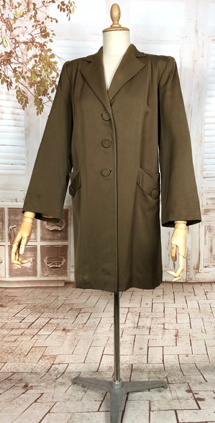 Wonderful 1940s Milk Chocolate Brown Gabardine Coat
