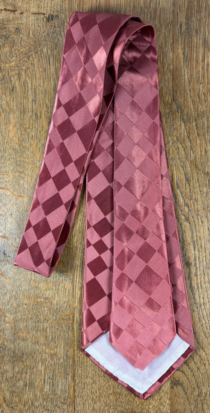 Rare 1940s Burgundy Check Handpainted Sailing Tie By Genie Creations