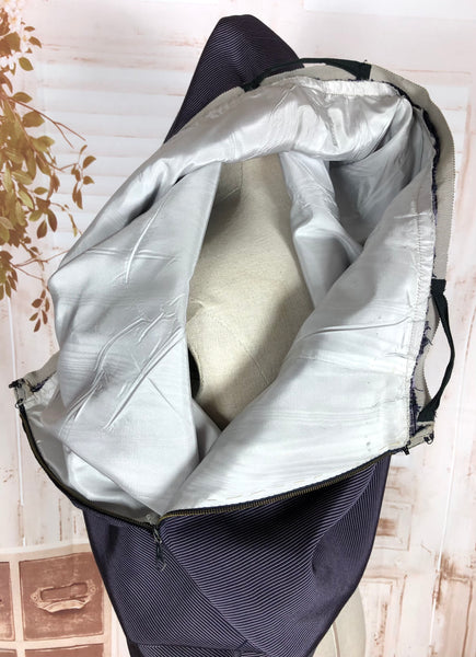 Amazing Blue Striped Rayon Faille 1940s Suit Volup Capable