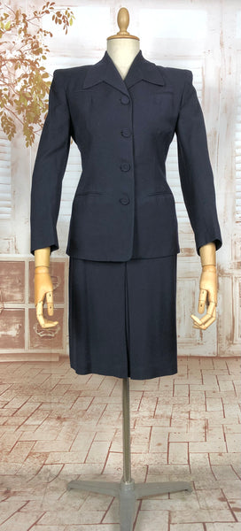 RESERVED FOR AUGGIE - Classic Navy Blue 1940s Suit With Dagger Collar
