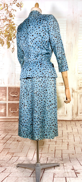 Late 1940s / Early 1950s Blue Print Dress Suit