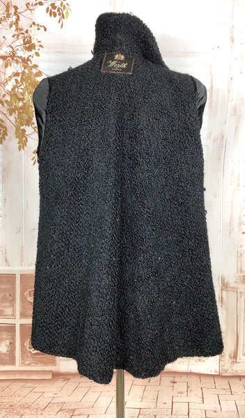 1940s Red Wool Swing Coat by Worth of Boston with Astrakhan Lining