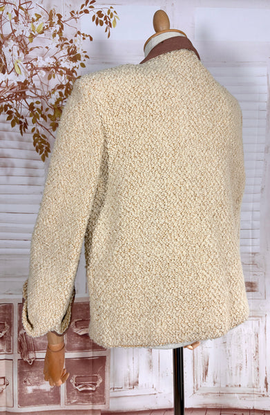 1940s–1950s Camico Boucle Swing Jacket in Cream and Mocha