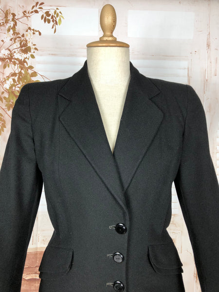 Stunning Original 1940s Vintage Black CC41 Utility Label Skirt Suit