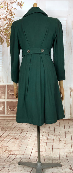 Stunning Forest Green Original 1940s Belted Princess Coat