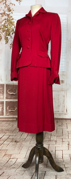 Exquisite Original 1940s Vintage Lipstick Red Betty Rose Suit