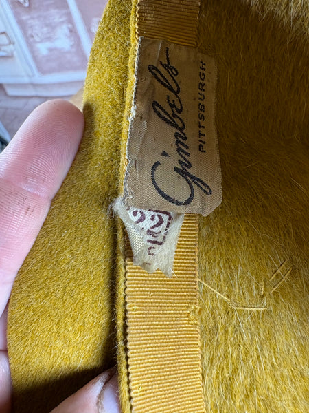 Rare Mustard Yellow Late 1920s / Early 1930s Hat