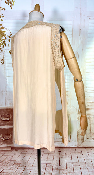 Luxurious 1920s French Lace Trimmed Silk Slip Dress Lingerie