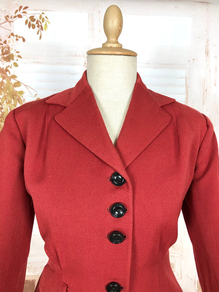 Stunning Original 1940s Vintage Deep Rust Red Skirt Suit