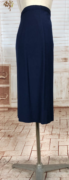 Beautiful Navy Blue Double Breasted 1940s Suit With Tiered Waist