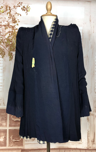 RESERVED FOR STEPHANIE - Fabulous Original 1940s Vintage Navy And Cream Plaid Swing Coat