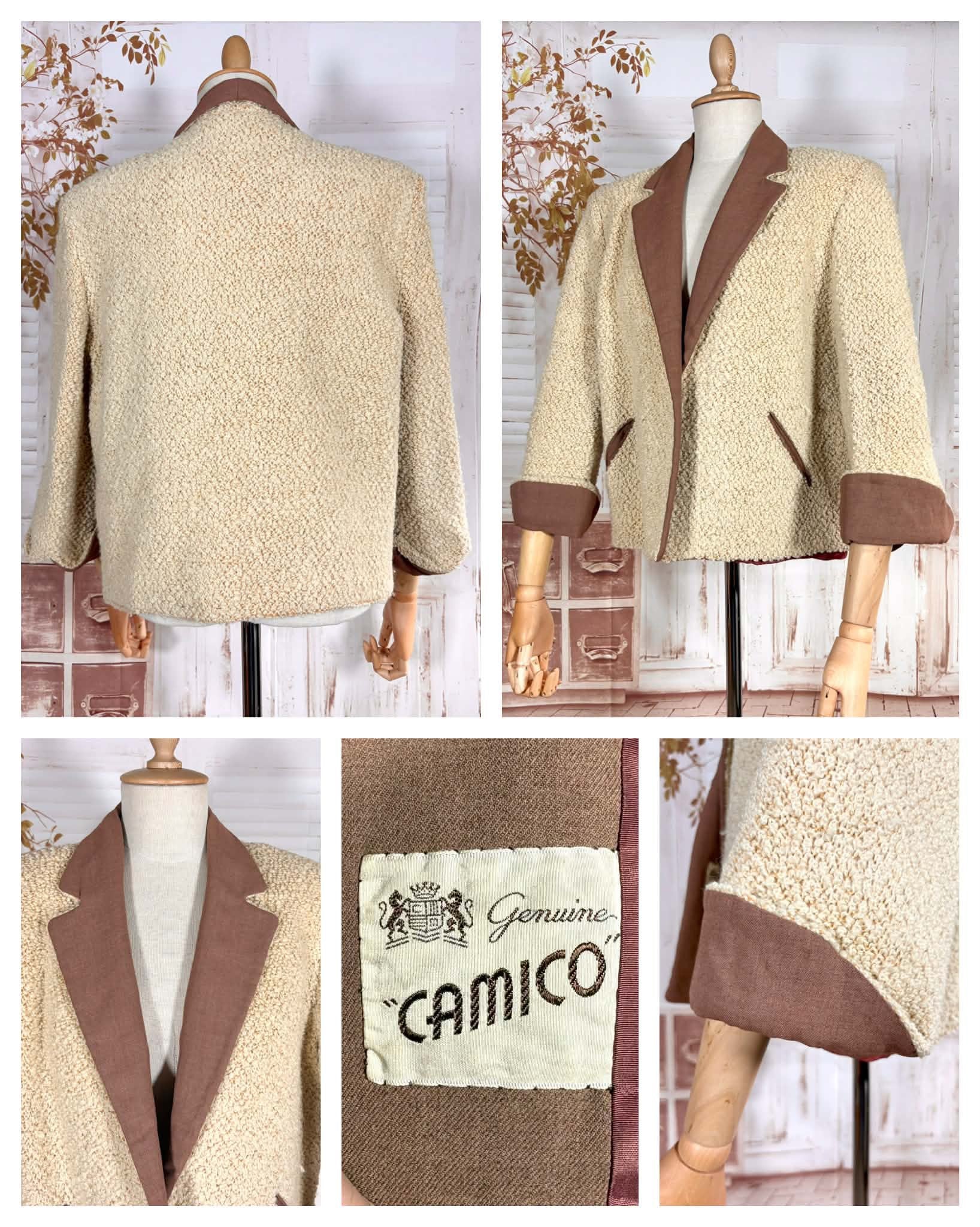 1940s–1950s Camico Boucle Swing Jacket in Cream and Mocha – Black Sheep ...