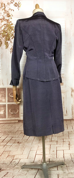 Amazing Blue Striped Rayon Faille 1940s Suit Volup Capable