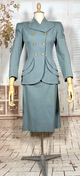 Exceptional Duck Egg Blue Tiered 1940s Suit