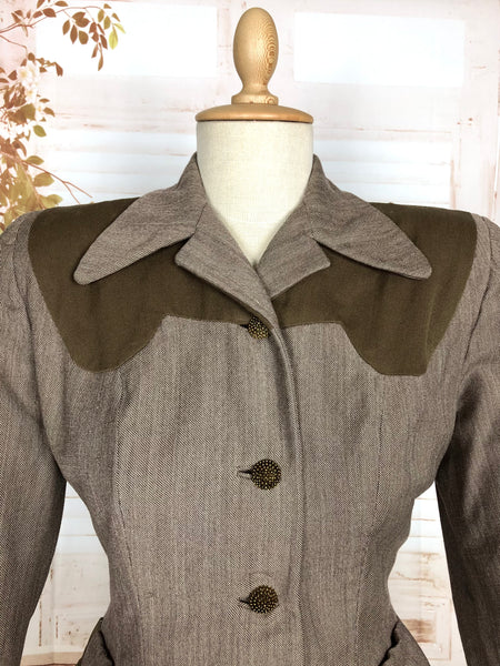 Amazing Original 1940s Vintage Brown Western Wear Blazer