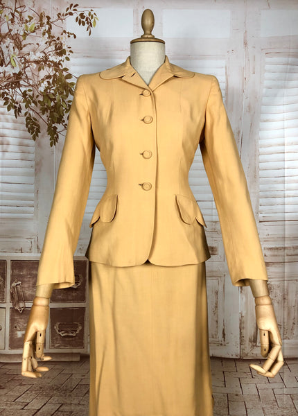 Exquisite Mustard Yellow 1940s Skirt Suit Petite