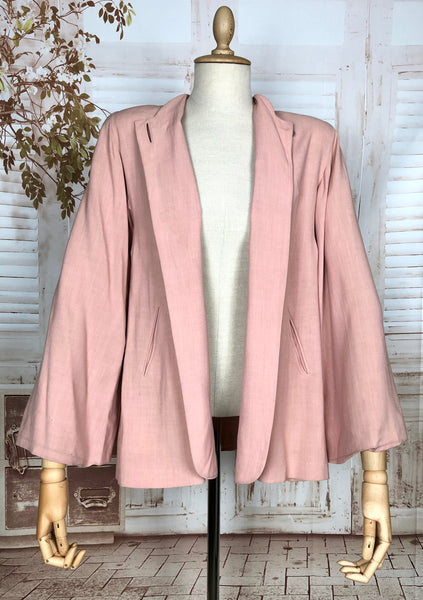 Fabulous Original 1940s Vintage Pale Pastel Pink Swing Coat Jacket