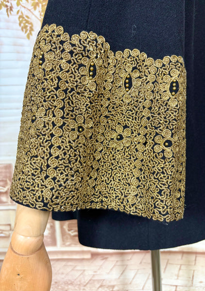 Exceptionally Rare 1940s Gold Lamé Embroidered Coat By Evalen