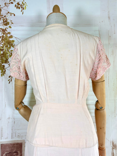 Exquisite Pale Pink Late 1930s / Early 1940s Summer Suit With Soutache Details