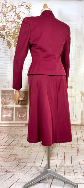 Fabulous Burgundy Red Double Breasted 1940s Skirt Suit