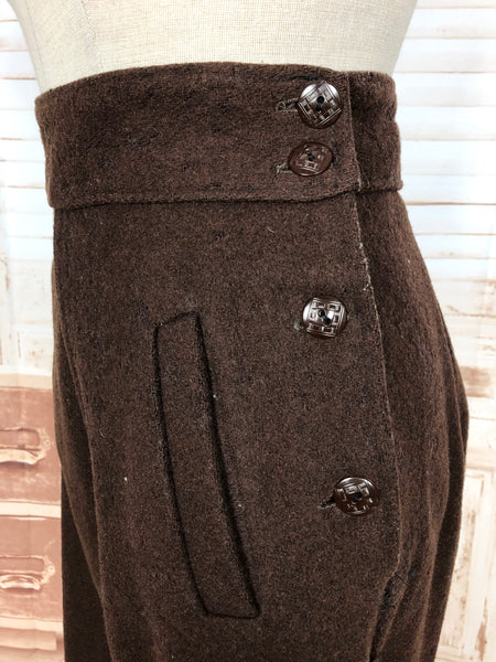 Super Rare Original Late 1930s / Early 1940s Chocolate Brown Wool Ski Pants