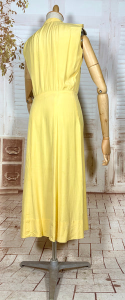 1930s Sunshine Yellow Tie-Neck Day Dress